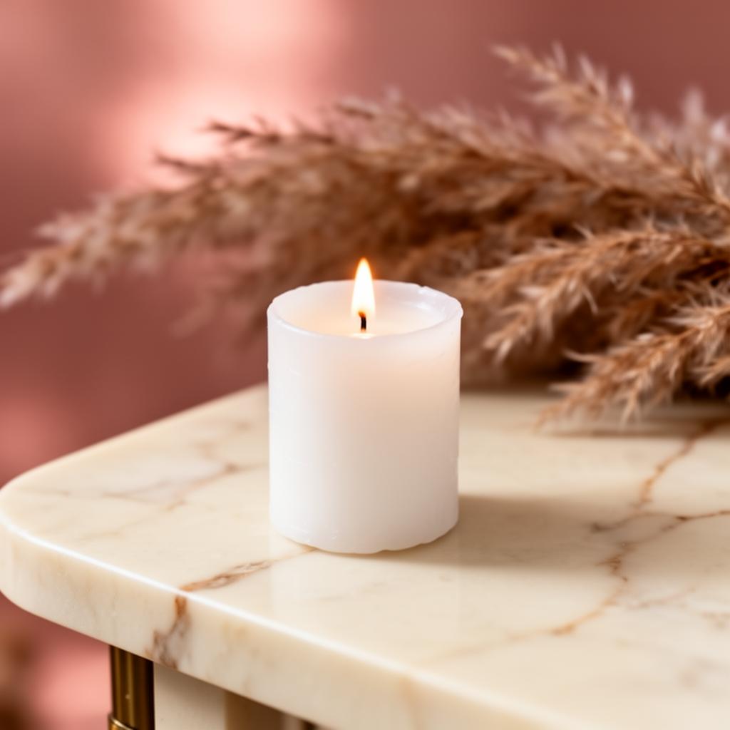 Candle on marble in the studio